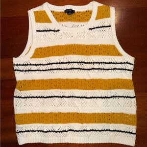 Halogen Mustard and White Knit Top